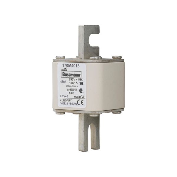 Fuse-link, high speed, 450 A, AC 690 V, DIN 1, 53 x 53 x 108 mm, aR, DIN, IEC, single indicator image 14