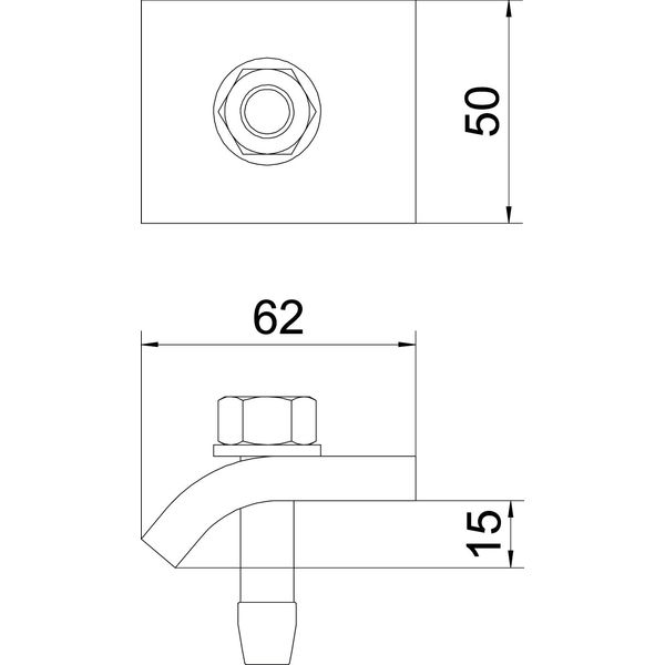 KWH 15 FT Clamping profile with hook screw, h = 15 mm 60x50 image 2