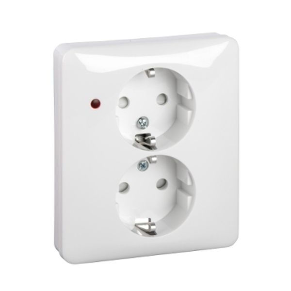 Exxact double socket-outlet with LED indication earthed screw white image 2