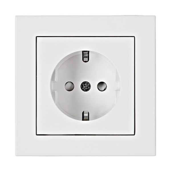 Socket outlet, safety shutter, complete, screw clamps, white image 1