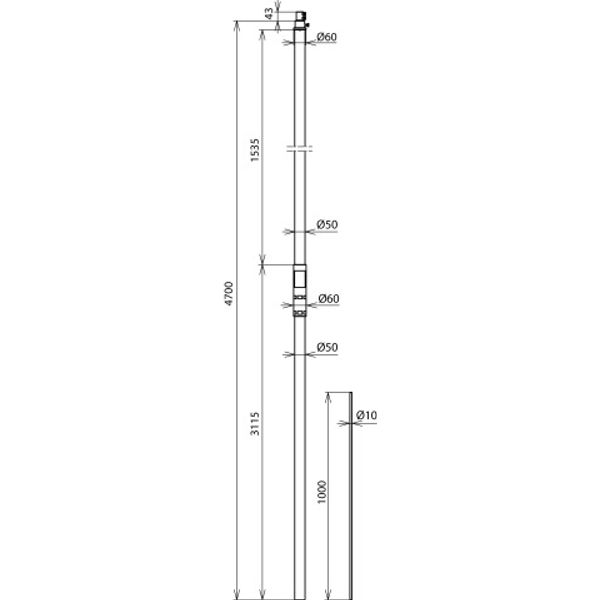 Supporting Tube D 50mm L 4700mm GRP/Al w. air-termin. rod D 10mm L 100 image 2