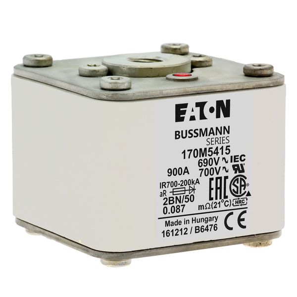 Fuse-link, high speed, 900 A, AC 690 V, size 2, 61 x 77 x 51 mm, aR, IEC, UL, single indicator, flush end, M10 image 16