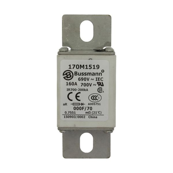 Fuse-link, high speed, 160 A, AC 690 V, size 000, 24 x 36 x 96 mm, aR, IEC, visual indicator image 16