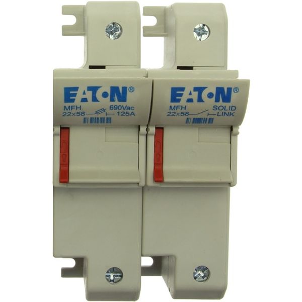 Fuse-holder, low voltage, 125 A, AC 690 V, 22 x 58 mm, 1P + neutral, IEC, UL image 1