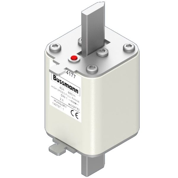 Fuse-link, high speed, 63 A, AC 690 V, DIN 1, 52 x 66 x 135 mm, gR, DIN, IEC, single indicator image 3