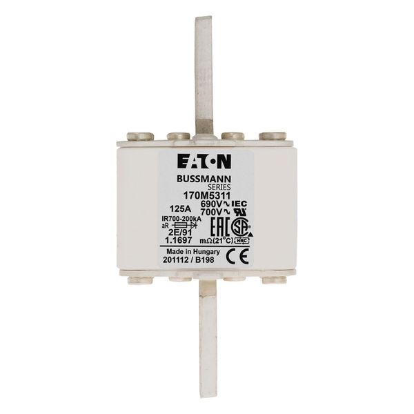 Fuse-link, high speed, 550 A, AC 690 V, size 2, 61 x 61 x 126 mm, aR, IEC, single indicator image 3