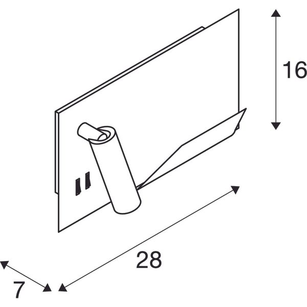 SOMNILA SPOT, indoor LED surface-mounted wall light 3000K black version left incl. USB connection image 3