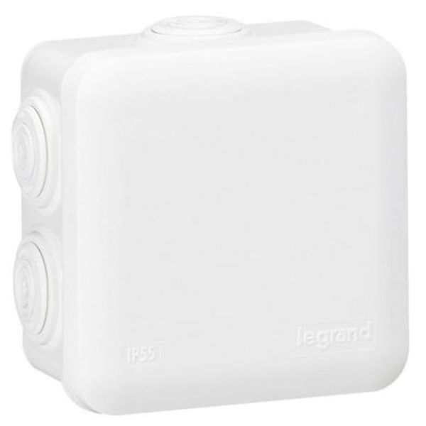 Square junction box - 80x80x45 mm - snap closure - white image 1