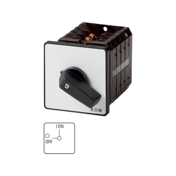 On-Off switch, T5B, 63 A, flush mounting, 2 contact unit(s), 3 pole + N, with black thumb grip and front plate image 1