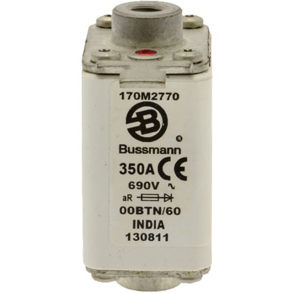 Fuse-link, high speed, 350 A, AC 690 V, size 00, 30 x 62 x 64 mm, aR, IEC, single indicator image 2