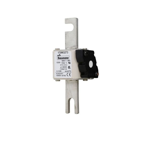 Fuse-link, high speed, 630 A, AC 690 V, compact DIN 1, 45 x 58 x 134 mm, aR, DIN, IEC, type K indicator, 110 mm centres image 8