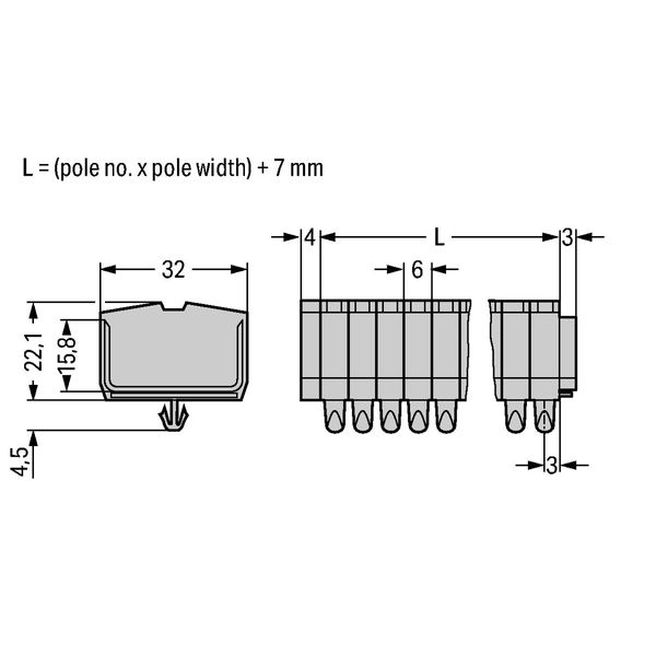 2-conductor terminal strip without push-buttons with snap-in mounting image 2