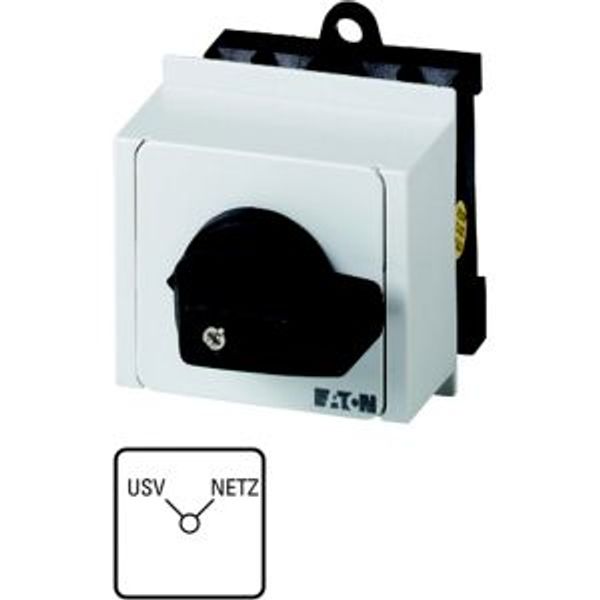 Changeoverswitches, T0, 20 A, service distribution board mounting, 2 contact unit(s), Contacts: 4, 90 °, maintained, Without 0 (Off) position, USV-NET image 2