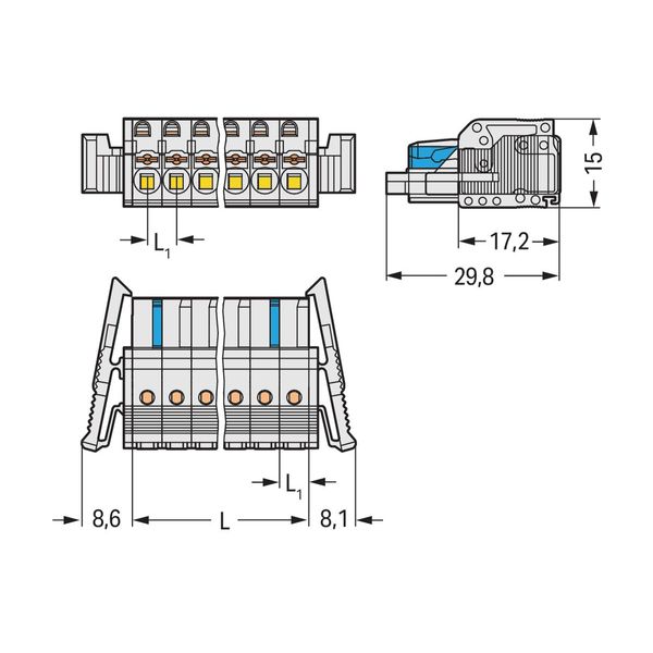 1-conductor female connector push-button Push-in CAGE CLAMP® light gra image 3