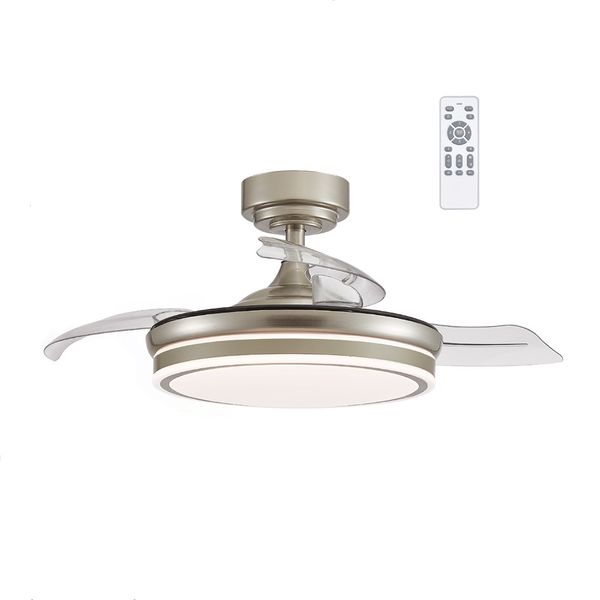 Moss Nickel LED Ceiling Fan 72W 7920Lm CCT Dim Folding blades image 1