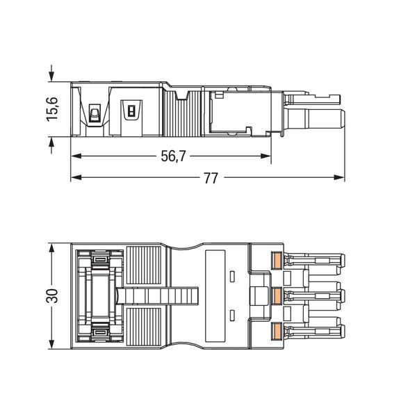 Socket with strain relief housing 3-pole black image 2