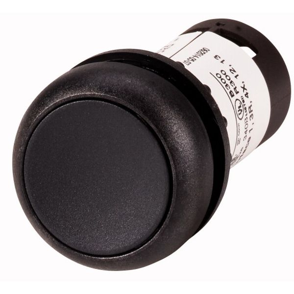 Pushbutton, Flat, momentary, 1 NC, Screw connection, black, Blank, Bezel: black image 1