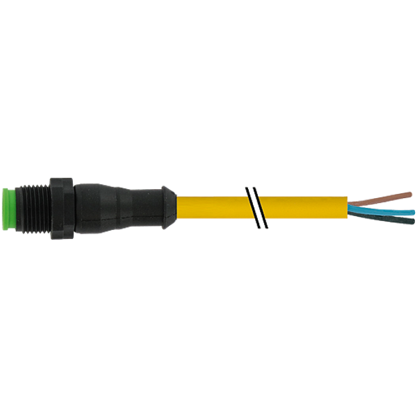 M12 male 0° A-cod. with cable Lite PUR 5x0.34 ye +robot+drag ch. 1m image 1