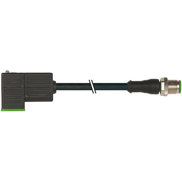 M12 male 0° A-cod./ MSUD valve plug CI-9.4mm small PVC 3x0.75 bk 0.6m image 1
