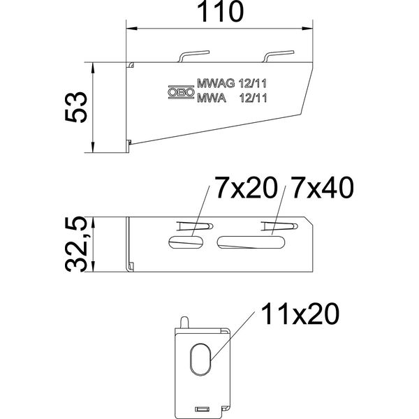 MWAG 12 11 A4 Wall and support bracket for mesh cable tray B110mm image 2