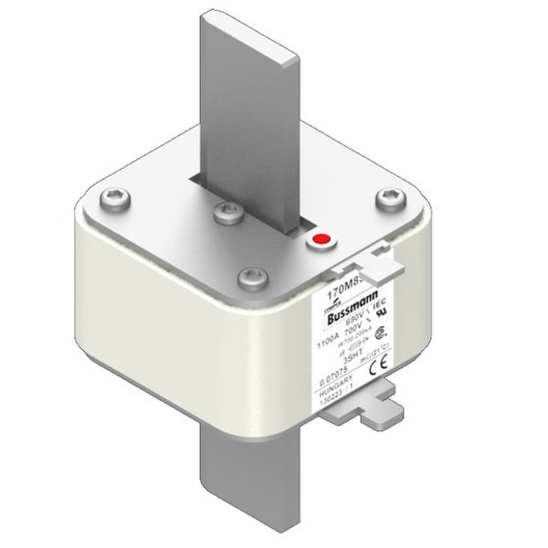 Fuse-link, high speed, 1100 A, AC 690 V, size 3, 76 x 76 x 150 mm, aR, IEC, single indicator image 3