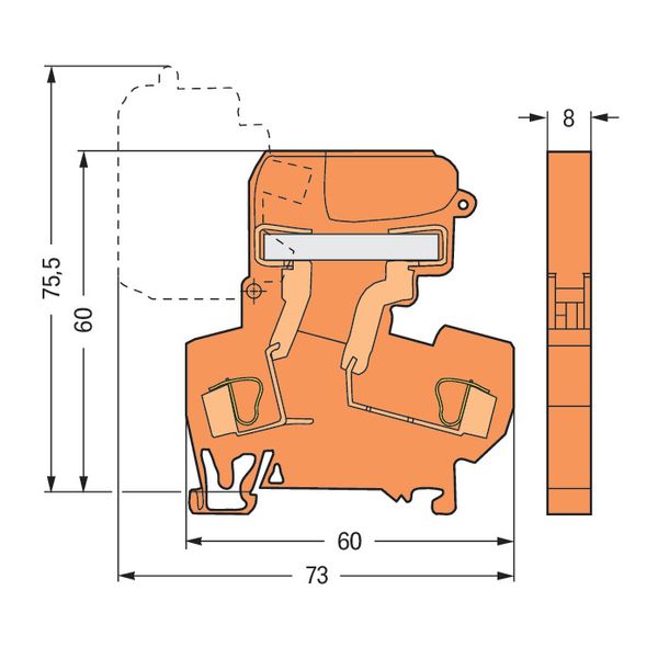 2-conductor disconnect terminal block;for DIN-rail 35 x 15 and 35 x 7. image 4