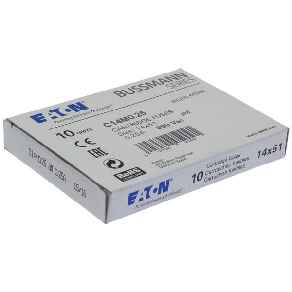 Fuse-link, LV, 0.25 A, AC 690 V, 14 x 51 mm, aM, IEC image 3