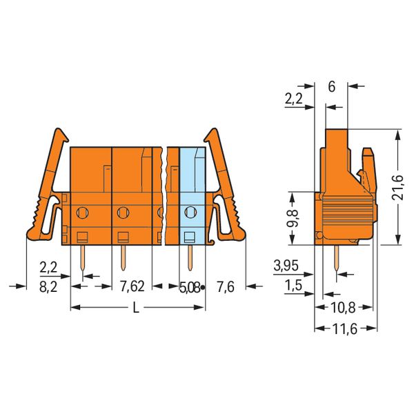 THT female header straight Pin spacing 7.62 mm orange image 4