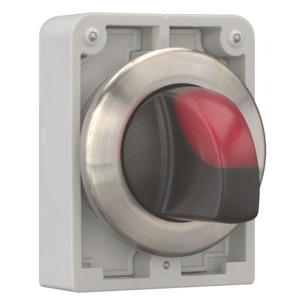 Illuminated selector switch actuator, RMQ-Titan, with thumb-grip, momentary, 2 positions, red, Front ring stainless steel image 7