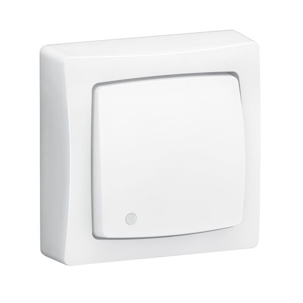 Illuminated switch or two-way switch with integrated indicator light Complete surface-mounted switchgear - White image 1