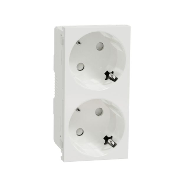 2 Socket-outlet, New Unica, mechanism, 2P, 16A, Schuko, with shutter, screwless terminals, glossy, untreated, white image 3