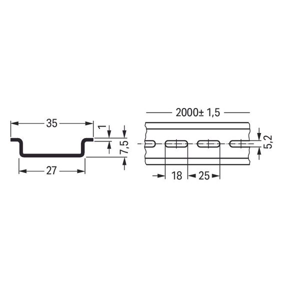 210-115 Steel carrier rail; 35 x 7.5 mm; 1 mm thick image 3