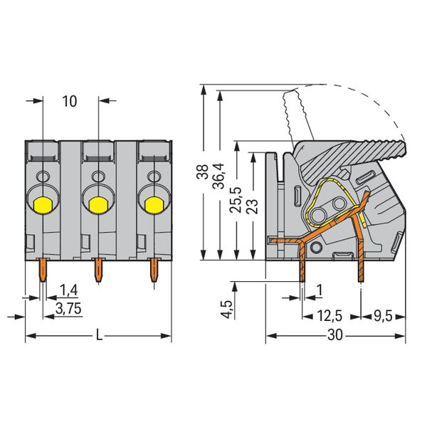 PCB terminal block lever 6 mm² gray image 5