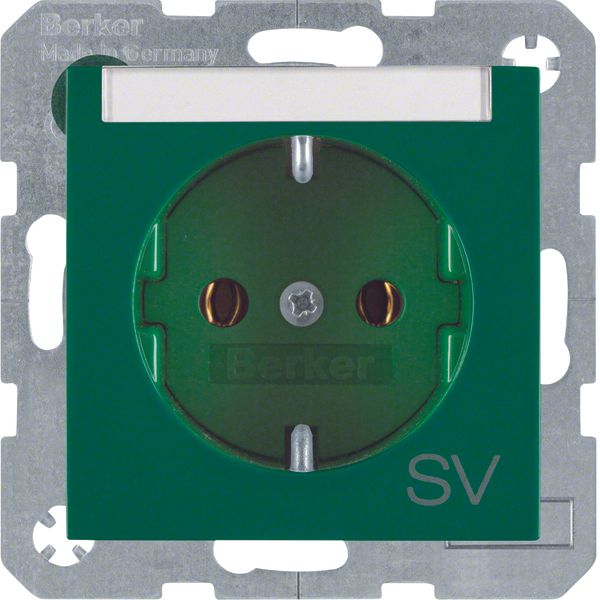 SCHUKO soc. out. "SV" imprint, S.1/B.3/B.7, green glossy image 1