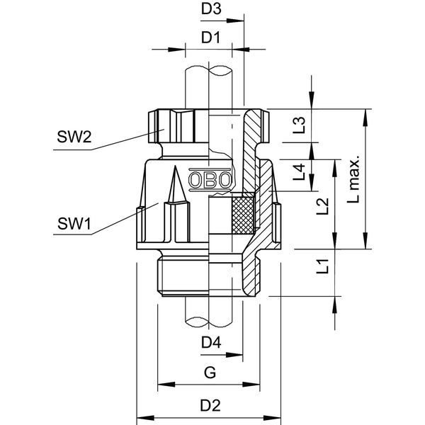 106 M 32 PS Cable gland  M32 image 2