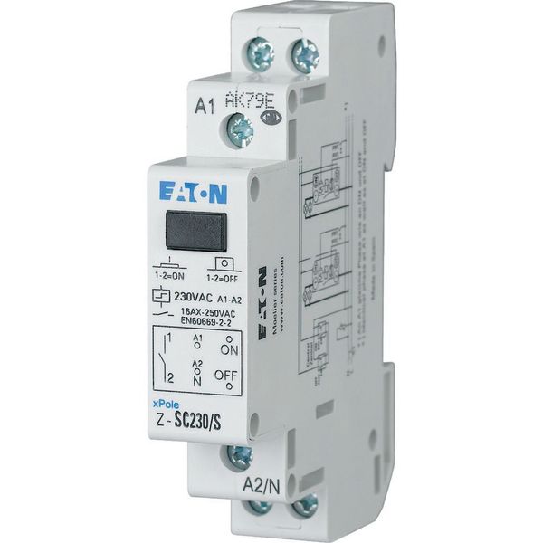 Impulse relay with central control, 240AC, 2 N/O, 1 N/C, 16A, 50/60Hz, 2HP image 2