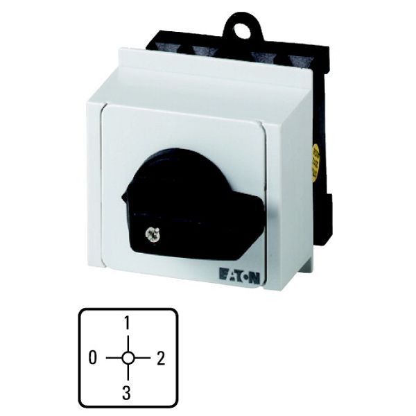 Step switches, T0, 20 A, service distribution board mounting, 2 contact unit(s), Contacts: 3, 90 °, maintained, With 0 (Off) position, 0-3, Design num image 1