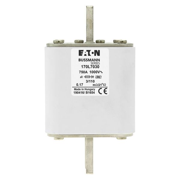 Fuse-link, high speed, 750 A, AC 1000 V, Size 3, 76 x 90 x 141 mm, aR, DIN, IEC, visual indicator image 15