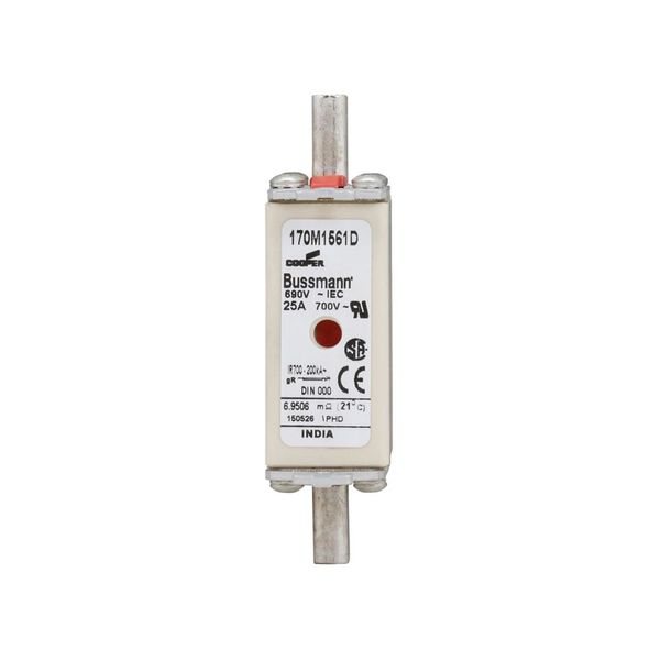 Fuse-link, high speed, 25 A, AC 690 V, DIN 000, gR, DIN, IEC, dual indicator, live gripping lugs image 20