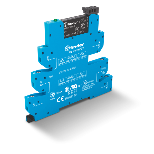 Rel. interf. EMR Master/input screwless 6,2mm.1CO 6A/24VUC, AgNi+Au (39.41.0.024.5060) image 2