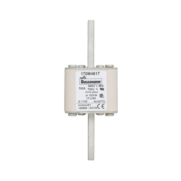 Fuse-link, high speed, 700 A, AC 690 V, size 1, 53 x 69 x 136 mm, aR, IEC, UL, no indicator, 90 mm centers image 8