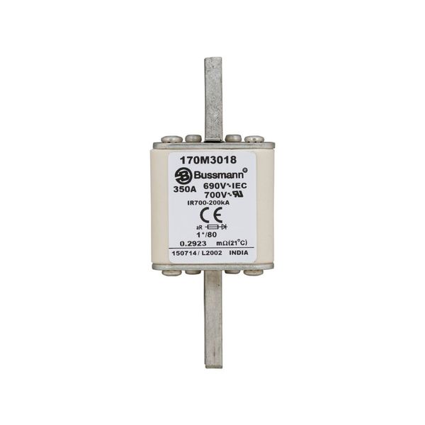 Fuse-link, high speed, 350 A, AC 690 V, compact DIN 1, 45 x 45 x 104 mm, aR, DIN, IEC, single indicator image 11