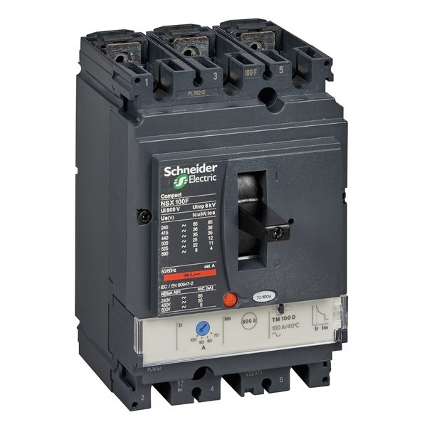 circuit breaker ComPact NSX100F, 36 kA at 415 VAC, TMD trip unit 32 A, 3 poles 3d image 4