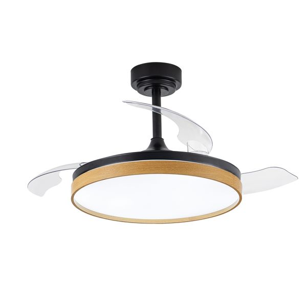 Panam LED Ceiling Fan Retractable Blades 72W 7920Lm CCT Dim Black image 1