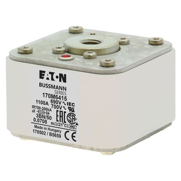 Fuse-link, high speed, 1100 A, AC 690 V, size 3, aR, IEC, UL, single indicator image 2