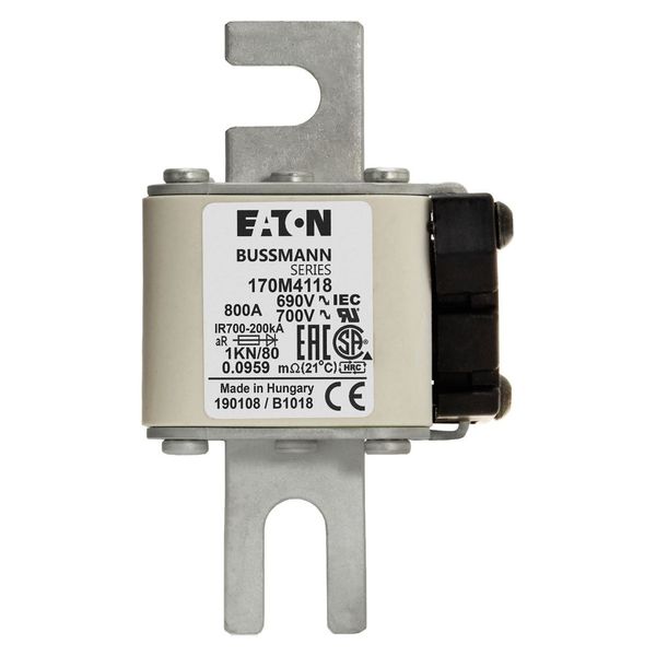 Fuse-link, high speed, 800 A, AC 690 V, DIN 1, 53 x 69 x 108 mm, aR, DIN, IEC, single indicator image 7