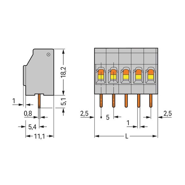 PCB terminal block 2.5 mm² Pin spacing 5 mm gray image 1