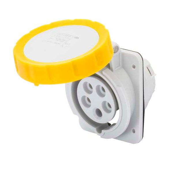 10° ANGLED FLUSH-MOUNTING SOCKET-OUTLET HP - IP66/IP67 - 3P+E 16A 100-130V 50/60HZ - YELLOW - 4H - SCREW WIRING image 2