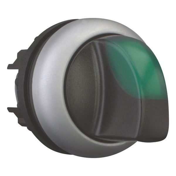 Illuminated selector switch actuator, RMQ-Titan, With thumb-grip, momentary, 3 positions, green, Bezel: titanium image 7