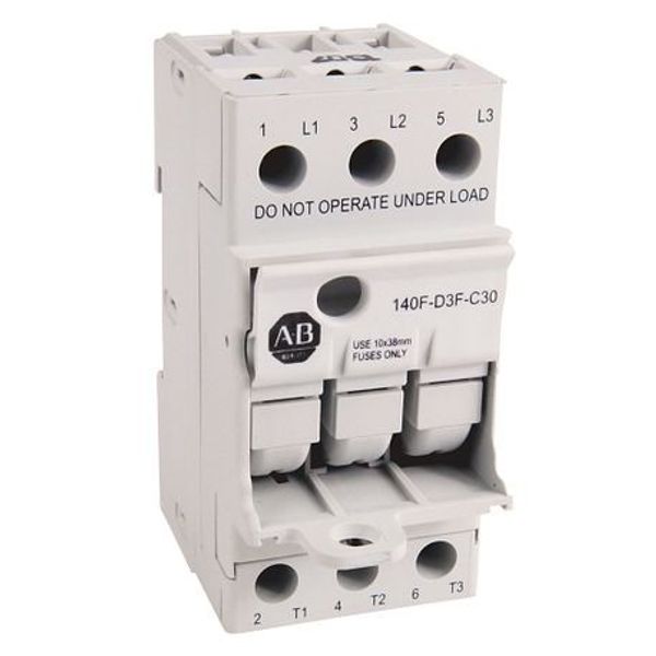 Allen-Bradley 140F-D3F-C30 Fuse Holder, 30 A UL Midget Fuses, 600V AC, 45 mm Wide, 200 kA, Lockable in Open Position image 1